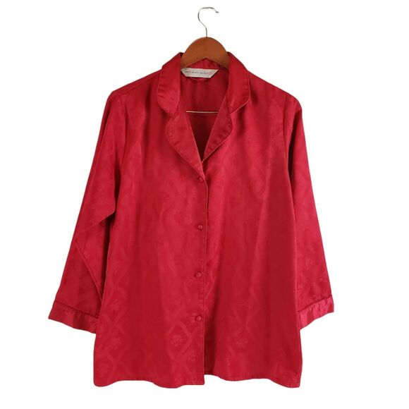 VS Vintage SIZE M Victoria's Secret Red Sleep Shirt Button Down Long Sleeve Top - Picture 1 of 10